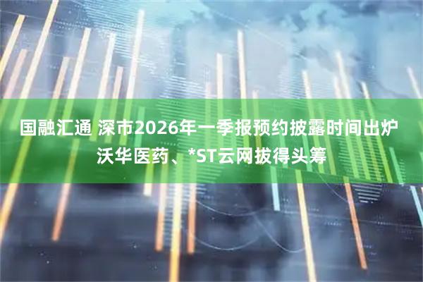 国融汇通 深市2026年一季报预约披露时间出炉 沃华医药、*ST云网拔得头筹